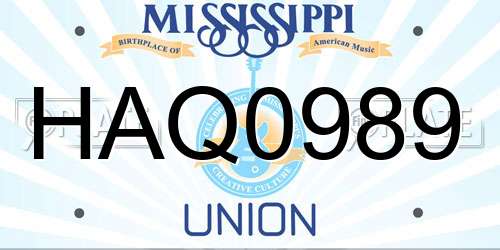HAQ0989 Mississippi License Plate