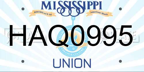 HAQ0995 Mississippi License Plate