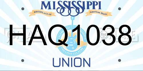 HAQ1038 Mississippi License Plate