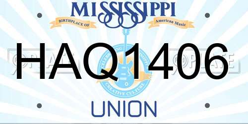 HAQ1406 Mississippi License Plate