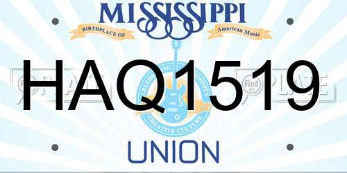 HAQ1519 Mississippi License Plate