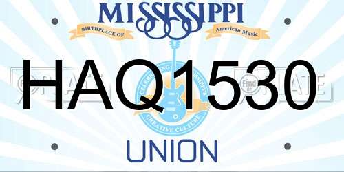 HAQ1530 Mississippi License Plate