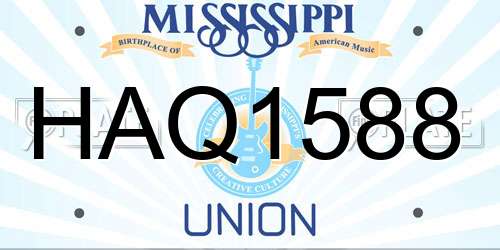 HAQ1588 Mississippi License Plate