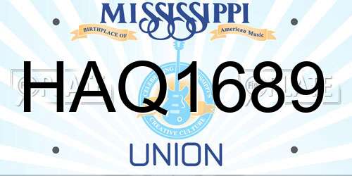 HAQ1689 Mississippi License Plate