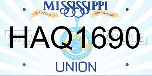 HAQ1690 Mississippi License Plate