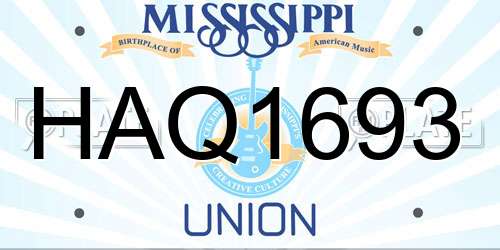 HAQ1693 Mississippi License Plate
