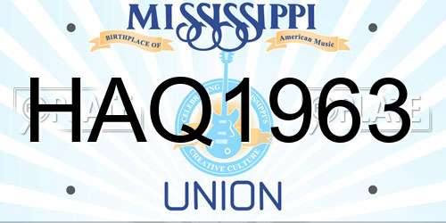 HAQ1963 Mississippi License Plate