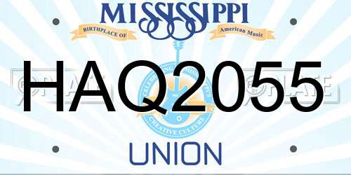 HAQ2055 Mississippi License Plate