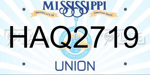 HAQ2719 Mississippi License Plate