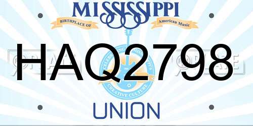 HAQ2798 Mississippi License Plate