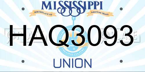 HAQ3093 Mississippi License Plate