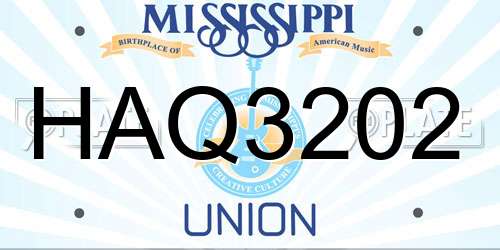 HAQ3202 Mississippi License Plate