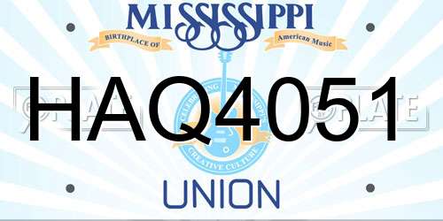 HAQ4051 Mississippi License Plate