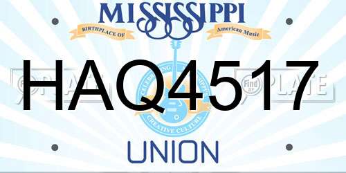 HAQ4517 Mississippi License Plate