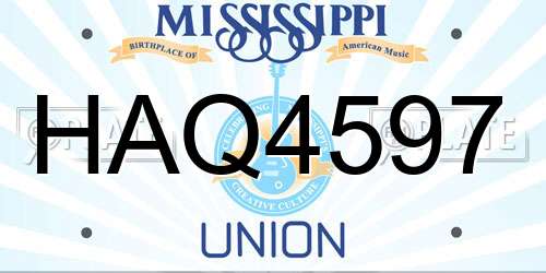 HAQ4597 Mississippi License Plate
