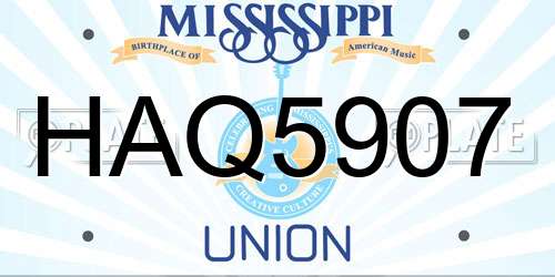 HAQ5907 Mississippi License Plate