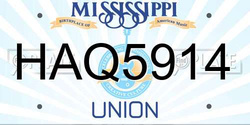 HAQ5914 Mississippi License Plate