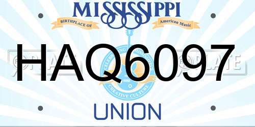 HAQ6097 Mississippi License Plate