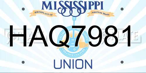 HAQ7981 Mississippi License Plate