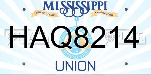 HAQ8214 Mississippi License Plate