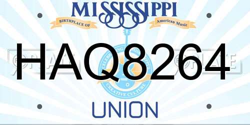 HAQ8264 Mississippi License Plate