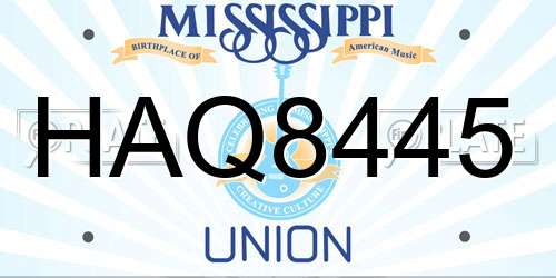 HAQ8445 Mississippi License Plate