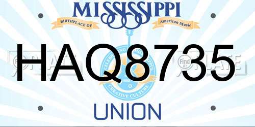 HAQ8735 Mississippi License Plate