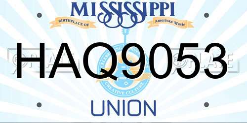 HAQ9053 Mississippi License Plate