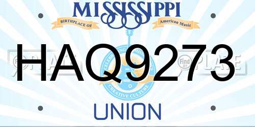 HAQ9273 Mississippi License Plate