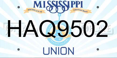 HAQ9502 Mississippi License Plate