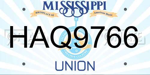 HAQ9766 Mississippi License Plate