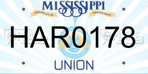 HAR0178 Mississippi License Plate