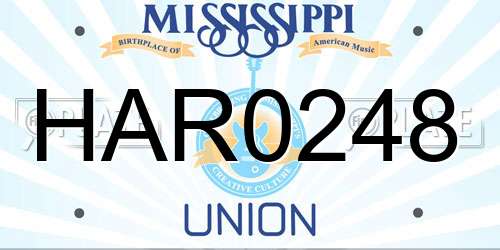 HAR0248 Mississippi License Plate