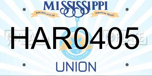 HAR0405 Mississippi License Plate