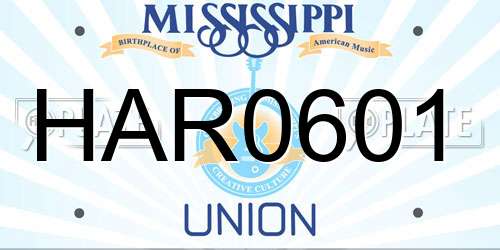 HAR0601 Mississippi License Plate