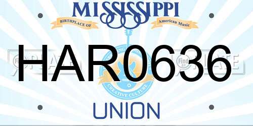 HAR0636 Mississippi License Plate