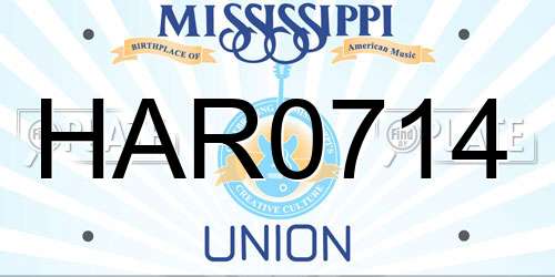 HAR0714 Mississippi License Plate