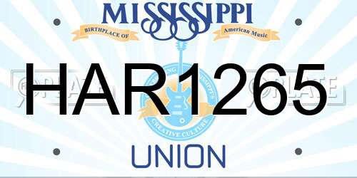 HAR1265 Mississippi License Plate