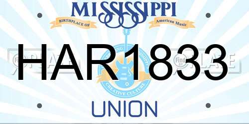 HAR1833 Mississippi License Plate