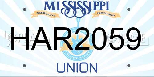 HAR2059 Mississippi License Plate