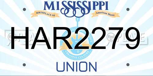HAR2279 Mississippi License Plate