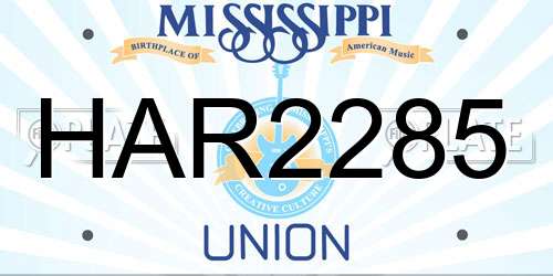 HAR2285 Mississippi License Plate