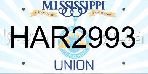 HAR2993 Mississippi License Plate