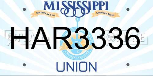 HAR3336 Mississippi License Plate