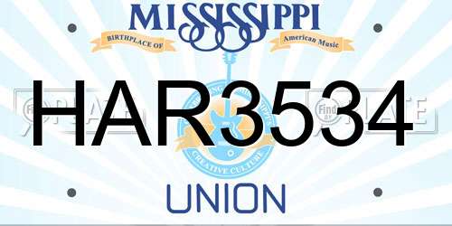 HAR3534 Mississippi License Plate