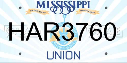HAR3760 Mississippi License Plate