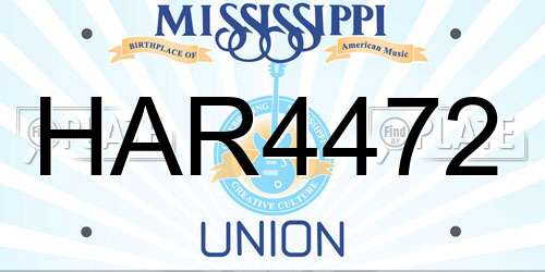 HAR4472 Mississippi License Plate