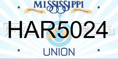 HAR5024 Mississippi License Plate