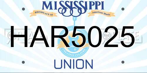HAR5025 Mississippi License Plate