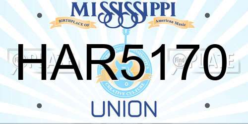 HAR5170 Mississippi License Plate